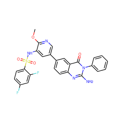 COc1ncc(-c2ccc3nc(N)n(-c4ccccc4)c(=O)c3c2)cc1NS(=O)(=O)c1ccc(F)cc1F ZINC000103264481