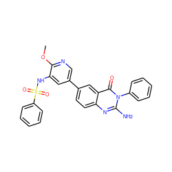 COc1ncc(-c2ccc3nc(N)n(-c4ccccc4)c(=O)c3c2)cc1NS(=O)(=O)c1ccccc1 ZINC000103264439