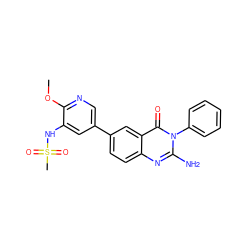 COc1ncc(-c2ccc3nc(N)n(-c4ccccc4)c(=O)c3c2)cc1NS(C)(=O)=O ZINC000103264434