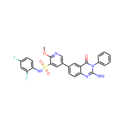 COc1ncc(-c2ccc3nc(N)n(-c4ccccc4)c(=O)c3c2)cc1S(=O)(=O)Nc1ccc(F)cc1F ZINC000103264452