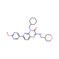 COc1ncc(-c2ccc3nc(NCC4CCOCC4)c(=O)n(CC4CCCCC4)c3n2)cn1 ZINC000043063485