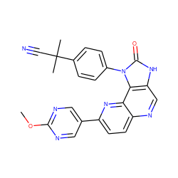 COc1ncc(-c2ccc3ncc4[nH]c(=O)n(-c5ccc(C(C)(C)C#N)cc5)c4c3n2)cn1 ZINC000118545246