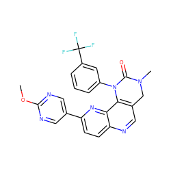 COc1ncc(-c2ccc3ncc4c(c3n2)N(c2cccc(C(F)(F)F)c2)C(=O)N(C)C4)cn1 ZINC000149803496