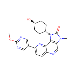 COc1ncc(-c2ccc3ncc4c(c3n2)n([C@H]2CC[C@H](O)CC2)c(=O)n4C)cn1 ZINC000261140456