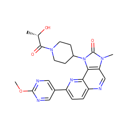 COc1ncc(-c2ccc3ncc4c(c3n2)n(C2CCN(C(=O)[C@H](C)O)CC2)c(=O)n4C)cn1 ZINC000118553692