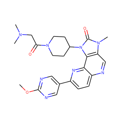 COc1ncc(-c2ccc3ncc4c(c3n2)n(C2CCN(C(=O)CN(C)C)CC2)c(=O)n4C)cn1 ZINC000118544722