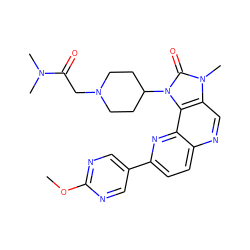 COc1ncc(-c2ccc3ncc4c(c3n2)n(C2CCN(CC(=O)N(C)C)CC2)c(=O)n4C)cn1 ZINC000118532707