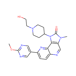 COc1ncc(-c2ccc3ncc4c(c3n2)n(C2CCN(CCO)CC2)c(=O)n4C)cn1 ZINC000118538361