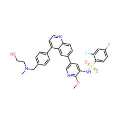 COc1ncc(-c2ccc3nccc(-c4ccc(CN(C)CCO)cc4)c3c2)cc1NS(=O)(=O)c1ccc(F)cc1F ZINC000205661738