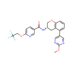 COc1ncc(-c2cccc3c2C[C@H](NC(=O)c2ccc(OCC(F)(F)F)nc2)CO3)cn1 ZINC000084689100