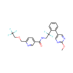 COc1ncc(-c2ccccc2C(F)(F)CNC(=O)c2ccc(COCC(F)(F)F)nc2)cn1 ZINC000095560437