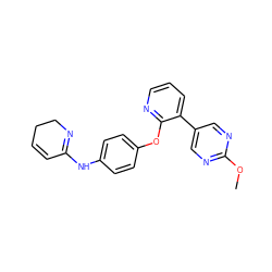 COc1ncc(-c2cccnc2Oc2ccc(NC3=NCCC=C3)cc2)cn1 ZINC000144961399