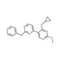 COc1ncc(-c2ccnc(Nc3ccncc3)n2)c(CC2CC2)n1 ZINC000203701533