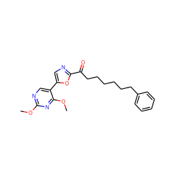 COc1ncc(-c2cnc(C(=O)CCCCCCc3ccccc3)o2)c(OC)n1 ZINC000034803745