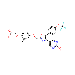 COc1ncc(-c2nc(COc3ccc(OCC(=O)O)c(C)c3)oc2-c2ccc(OC(F)(F)F)cc2)cn1 ZINC000049774968