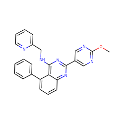 COc1ncc(-c2nc(NCc3ccccn3)c3c(-c4ccccc4)cccc3n2)cn1 ZINC000116369190