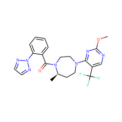 COc1ncc(C(F)(F)F)c(N2CC[C@@H](C)N(C(=O)c3ccccc3-n3nccn3)CC2)n1 ZINC000473115583