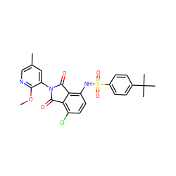 COc1ncc(C)cc1N1C(=O)c2c(Cl)ccc(NS(=O)(=O)c3ccc(C(C)(C)C)cc3)c2C1=O ZINC000653852937