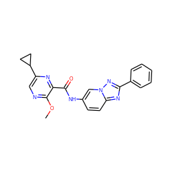 COc1ncc(C2CC2)nc1C(=O)Nc1ccc2nc(-c3ccccc3)nn2c1 ZINC000205064274