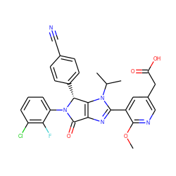 COc1ncc(CC(=O)O)cc1-c1nc2c(n1C(C)C)[C@@H](c1ccc(C#N)cc1)N(c1cccc(Cl)c1F)C2=O ZINC000169705869