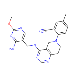 COc1ncc(CNc2ncnc3c2CN(c2ccc(C)cc2C#N)CC3)c(N)n1 ZINC000148262231