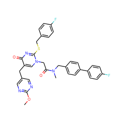 COc1ncc(Cc2cn(CC(=O)N(C)Cc3ccc(-c4ccc(F)cc4)cc3)c(SCc3ccc(F)cc3)nc2=O)cn1 ZINC000027635709