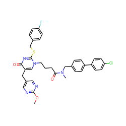 COc1ncc(Cc2cn(CCCC(=O)N(C)Cc3ccc(-c4ccc(Cl)cc4)cc3)c(SCc3ccc(F)cc3)nc2=O)cn1 ZINC000027630434