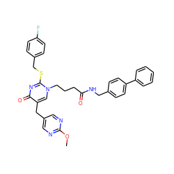 COc1ncc(Cc2cn(CCCC(=O)NCc3ccc(-c4ccccc4)cc3)c(SCc3ccc(F)cc3)nc2=O)cn1 ZINC000027635367