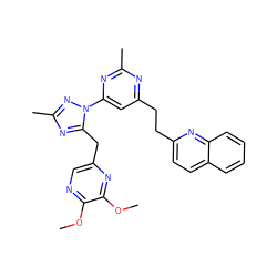 COc1ncc(Cc2nc(C)nn2-c2cc(CCc3ccc4ccccc4n3)nc(C)n2)nc1OC ZINC000142960773