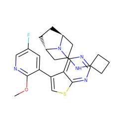 COc1ncc(F)cc1-c1csc2ncnc(N3[C@H]4CC[C@H]3CC(NC3CCC3)C4)c12 ZINC000146320978