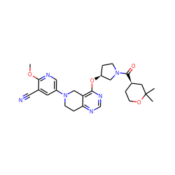 COc1ncc(N2CCc3ncnc(O[C@H]4CCN(C(=O)[C@@H]5CCOC(C)(C)C5)C4)c3C2)cc1C#N ZINC000113566955