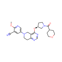 COc1ncc(N2CCc3ncnc(O[C@H]4CCN(C(=O)C5CCOCC5)C4)c3C2)cc1C#N ZINC000113570671