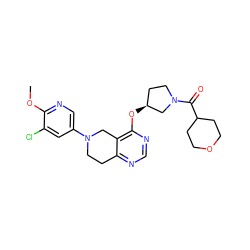 COc1ncc(N2CCc3ncnc(O[C@H]4CCN(C(=O)C5CCOCC5)C4)c3C2)cc1Cl ZINC000113568619