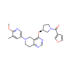 COc1ncc(N2CCc3ncnc(O[C@H]4CCN(C(=O)c5ccoc5)C4)c3C2)cc1C ZINC000113571859