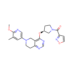 COc1ncc(N2CCc3ncnc(O[C@H]4CCN(C(=O)c5ccon5)C4)c3C2)cc1C ZINC000113582285