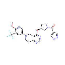 COc1ncc(N2CCc3ncnc(O[C@H]4CCN(C(=O)c5cn[nH]c5)C4)c3C2)cc1C(F)(F)F ZINC000113567806