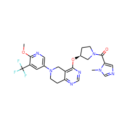 COc1ncc(N2CCc3ncnc(O[C@H]4CCN(C(=O)c5cncn5C)C4)c3C2)cc1C(F)(F)F ZINC000113749908