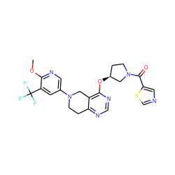 COc1ncc(N2CCc3ncnc(O[C@H]4CCN(C(=O)c5cncs5)C4)c3C2)cc1C(F)(F)F ZINC000113566982