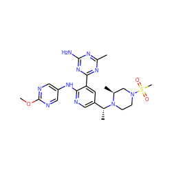 COc1ncc(Nc2ncc([C@@H](C)N3CCN(S(C)(=O)=O)C[C@@H]3C)cc2-c2nc(C)nc(N)n2)cn1 ZINC000113240889