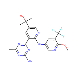 COc1ncc(Nc2ncc(C(C)(C)O)cc2-c2nc(C)nc(N)n2)cc1C(F)(F)F ZINC000113236656