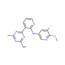 COc1ncc(Nc2ncccc2-c2nc(C)nc(N)n2)cc1F ZINC000113237413