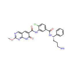 COc1ncc2cc(C(=O)Nc3cc(C(=O)N[C@@H](CCCN)c4ccccc4)ccc3Cl)c(=O)[nH]c2n1 ZINC000103251276