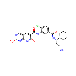 COc1ncc2cc(C(=O)Nc3cc(C(=O)N[C@@H](CCN)C4CCCCC4)ccc3Cl)c(=O)[nH]c2n1 ZINC000103251288