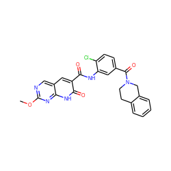 COc1ncc2cc(C(=O)Nc3cc(C(=O)N4CCc5ccccc5C4)ccc3Cl)c(=O)[nH]c2n1 ZINC000103251300