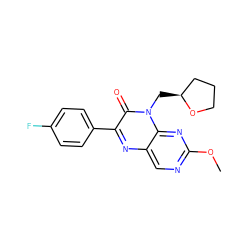 COc1ncc2nc(-c3ccc(F)cc3)c(=O)n(C[C@H]3CCCO3)c2n1 ZINC000004238256