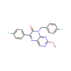 COc1ncc2nc(-c3ccc(F)cc3)c(=O)n(Cc3ccc(F)cc3)c2n1 ZINC000004238591