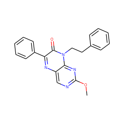 COc1ncc2nc(-c3ccccc3)c(=O)n(CCc3ccccc3)c2n1 ZINC000004238801