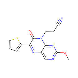 COc1ncc2nc(-c3cccs3)c(=O)n(CCC#N)c2n1 ZINC000004238840