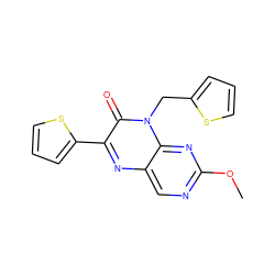 COc1ncc2nc(-c3cccs3)c(=O)n(Cc3cccs3)c2n1 ZINC000004239132