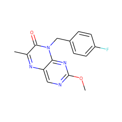 COc1ncc2nc(C)c(=O)n(Cc3ccc(F)cc3)c2n1 ZINC000004238723